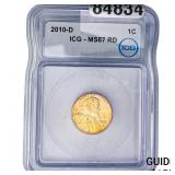 2010-D Lincoln Shield Penny ICG MS67 RD