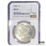 1890 Morgan Silver Dollar NGC MS62