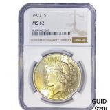 1922 Silver Peace Dollar NGC MS62