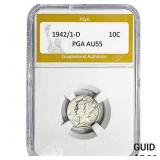 1942/1-D Mercury Silver Dime PGA AU55
