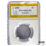 1846 Braided Hair Large Cent PGA MS65 BN Sm Date