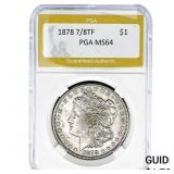 1878 7/8TF Morgan Silver Dollar PGA MS64