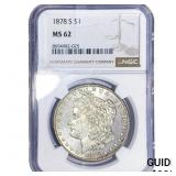 1878-S Morgan Silver Dollar NGC MS62