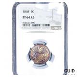 1868 Two Cent Piece NGC PF64 RB