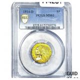 1914-D $5 Gold Half Eagle PCGS MS61