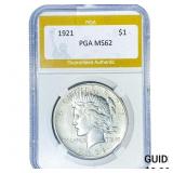 1921 Silver Peace Dollar PGA MS62