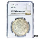 1891-O Morgan Silver Dollar NGC MS62