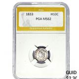 1833 Capped Bust Half Dime PGA MS62