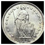 1963B Switzerland Silver 1/2 Franc KM 23