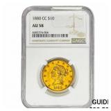 1880-CC $10 Gold Eagle NGC AU58