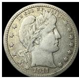 1911 Silver Barber Quarter NEARLY  UNCIRCULATED