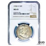 1958-D Franklin Half Dollar NGC MS65