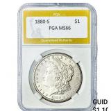 1880-S Morgan Silver Dollar PGA MS66