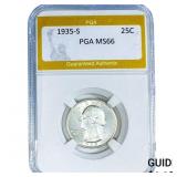 1935-S Washington Silver Quarter PGA MS66