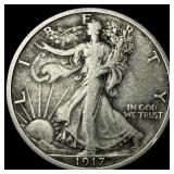 1917 Walking Liberty Half Dollar ABOUT  UNCIRCULA