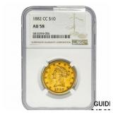 1882-CC $10 Gold Eagle NGC AU58