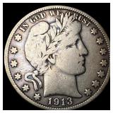 1913-S Silver Barber Half Dollar LIGHTLY  CIRCULA