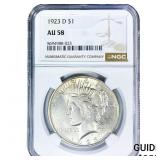 1923-D Silver Peace Dollar NGC AU58