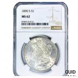 1890-S Morgan Silver Dollar NGC MS62