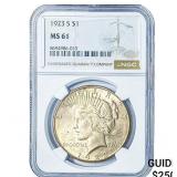 1923-S Silver Peace Dollar NGC MS61
