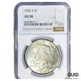 1922-S Silver Peace Dollar NGC AU58