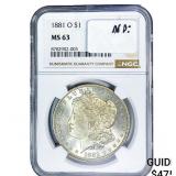 1881-O Morgan Silver Dollar NGC MS63