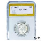 1932-S Washington Silver Quarter PGA MS63