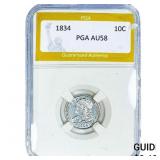 1834 Capped Bust Dime PGA AU58