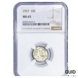 1937 Mercury Silver Dime NGC MS65