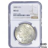 1890-S Morgan Silver Dollar NGC MS62