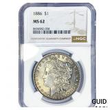 1886 Morgan Silver Dollar NGC MS62
