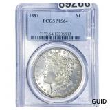 1887 Morgan Silver Dollar PCGS MS64