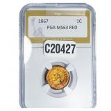 1867 Indian Head Cent PGA MS63 Red