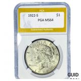 1922-S Silver Peace Dollar PGA MS64