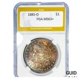1885-O Morgan Silver Dollar PGA MS63+