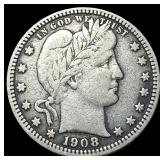 1908-S Silver Barber Quarter LIGHTLY  CIRCULATED