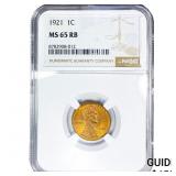 1921 Wheat Cent NGC MS65 RB