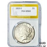 1923-S Silver Peace Dollar PGA MS64