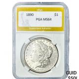1890 Morgan Silver Dollar PGA MS64