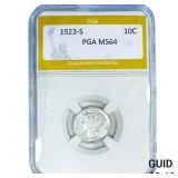 1923-S Mercury Silver Dime PGA MS64