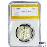 1934 Walking Liberty Half Dollar PGA MS66