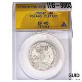 1755 Poland Silver 18 Groszy ANACS EFDetails Clean