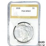 1928 Silver Peace Dollar PGA MS63