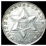 1854 Silver Three-Cent Piece CLOSELY UNCIRCULATED