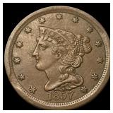 1857 Braided Hair Half Cent CLOSELY  UNCIRCULATED