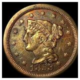 1853 Braided Hair Large Cent NEARLY UNCIRCULATED