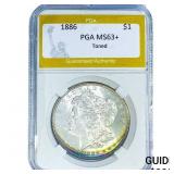 1886 Morgan Silver Dollar PGA MS63+ Toned