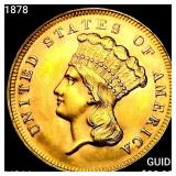 1878 $3 Gold Piece CHOICE BU+