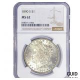 1890-S Morgan Silver Dollar NGC MS62