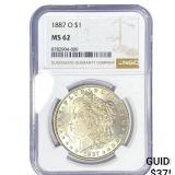 1887-O Morgan Silver Dollar NGC MS62
